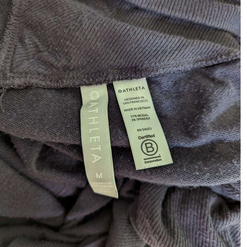 Athleta Nirvana Wrap Sweater Open Front Cardigan Medium Purple Fog Gray Preowned - Picture 5 of 6